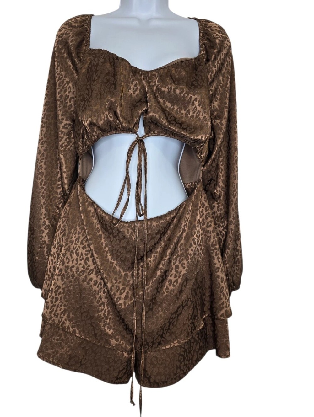 Le Lis Leopard Satin Bronze Romper